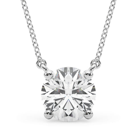 White gold Round Solitaire Pendant with Four-Prong Basket Setting