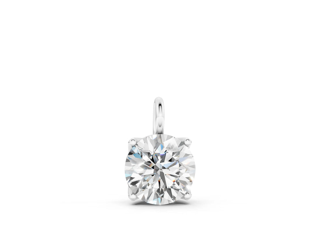 10K White Gold 2.52 Carat F VS1 Round Solitaire Pendant with Four-Prong Setting