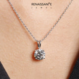 10K White Gold 2.52 Carat F VS1 Round Solitaire Pendant with Four-Prong Setting