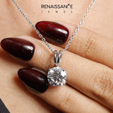 Silver 1.00 Carat D VS1 Round Solitaire Pendant with Four-Prong Setting