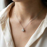 Silver 1.00 Carat D VS1 Round Solitaire Pendant with Four-Prong Setting