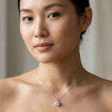 Silver 1.00 Carat D VS1 Round Solitaire Pendant with Four-Prong Setting
