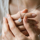 Silver 1.00 Carat D VS1 Round Solitaire Pendant with Four-Prong Setting