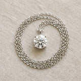 Silver 1.00 Carat D VS1 Round Solitaire Pendant with Four-Prong Setting