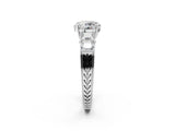 White gold Round Solitaire Princess Side Stone Engraved Band Prong Setting Ring_43