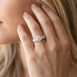 White gold Round Solitaire Princess Side Stone Engraved Band Prong Setting Ring_53