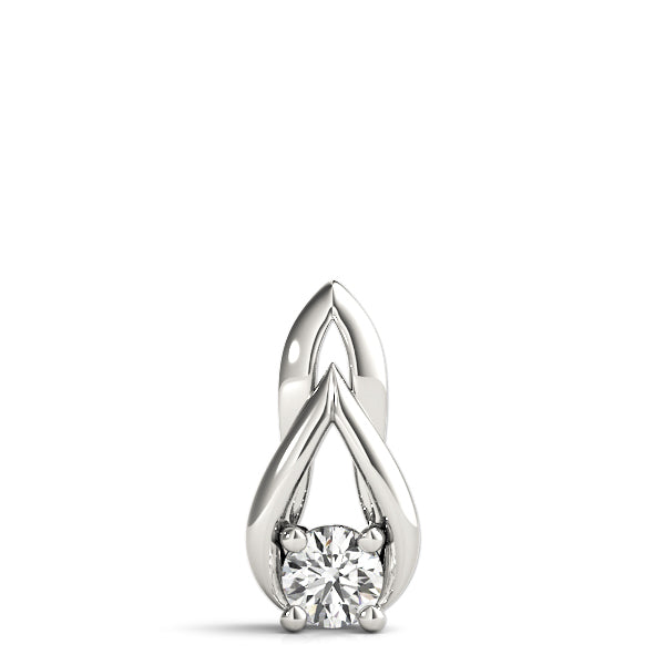 Silver Round Solitaire Prong-Set Diamond Pendant