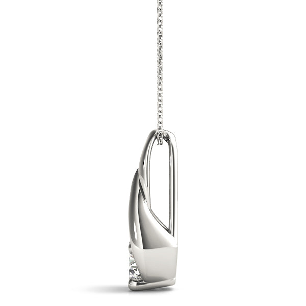 Silver Round Solitaire Prong-Set Diamond Pendant