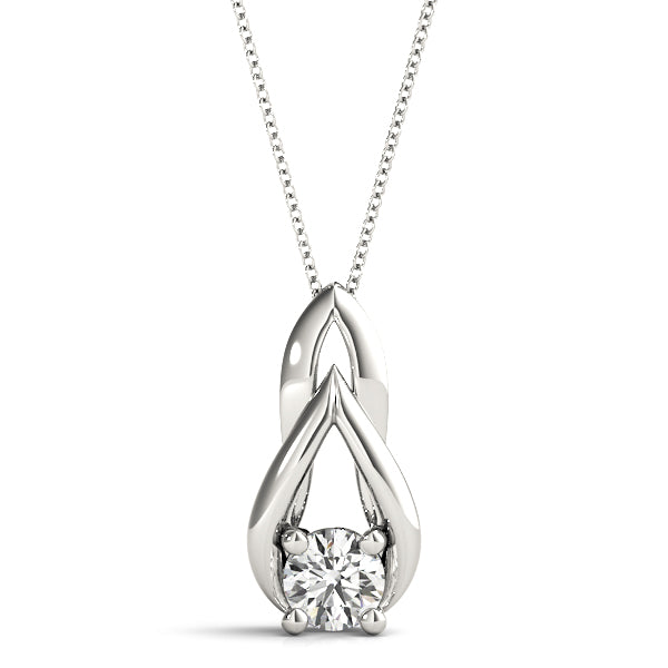 Silver Round Solitaire Prong-Set Diamond Pendant
