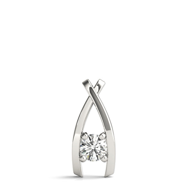 Silver Round Solitaire Prong-Set Pendant