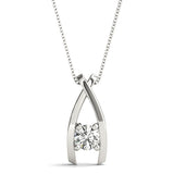 White gold Round Solitaire Prong-Set Pendant