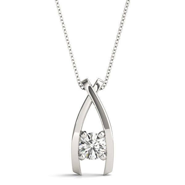 Silver Round Solitaire Prong-Set Pendant