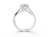 White gold Round Solitaire Split Shank Pavé Diamond Engagement Ring_338