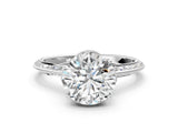 White gold Round Solitaire Split Shank Pave Diamond Engagement Ring with Four-Prong Setting_380