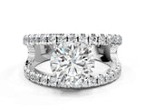 White gold Round Solitaire Split Shank Pave Diamond Ring_73