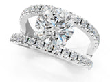 White gold Round Solitaire Split Shank Pave Diamond Ring_75