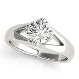 White gold Round Solitaire Split Shank Prong Set Ring 2
