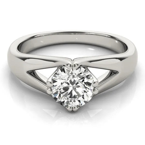 White gold Round Solitaire Split Shank Prong Set Ring