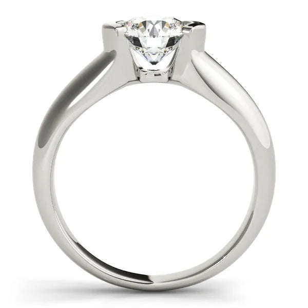 White gold Round Solitaire Tension Set Diamond Ring with Split Shank Band 1
