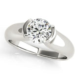 White gold Round Solitaire Tension Set Diamond Ring with Split Shank Band 2