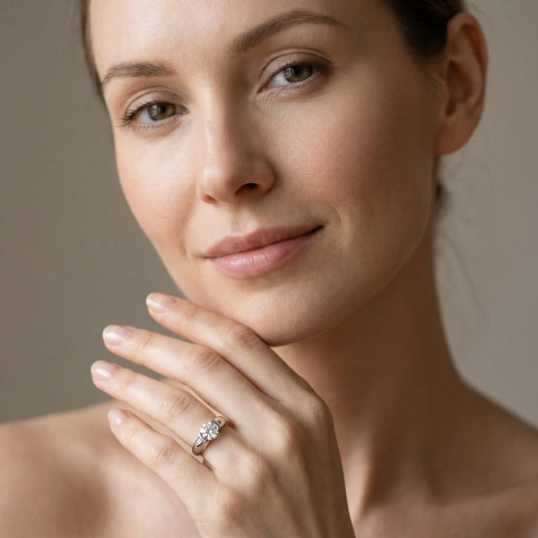 White gold Round Solitaire Tension Set Diamond Ring with Split Shank Band