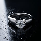 White gold Round Solitaire Tension Set Diamond Ring with Split Shank Band_270