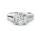 White gold Round Solitaire Tension Set Diamond Ring with Split Shank Band_39