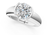 White gold Round Solitaire Tension Set Diamond Ring with Wide Band_39