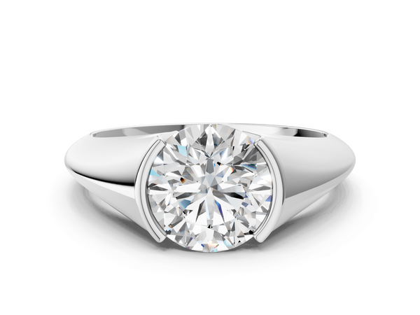 18K White Gold 3.33 Carat F VVS2 Round Solitaire Tension Set Diamond Ring