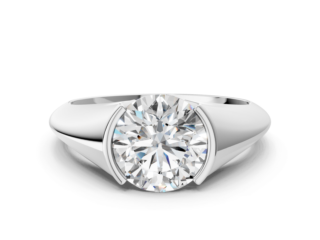 Platinum 3.00 Carat F VVS2 Round Solitaire Tension Set Diamond Ring