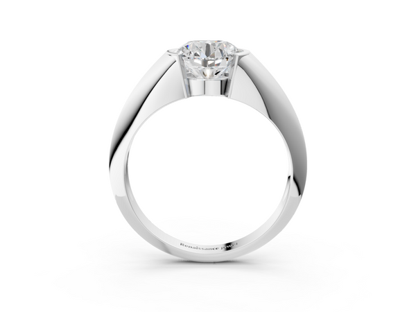 White gold Round Solitaire Tension Set Diamond Ring
