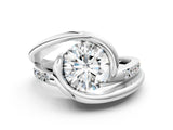 White gold Round Solitaire Tension-Set Diamond Split Shank Ring_11