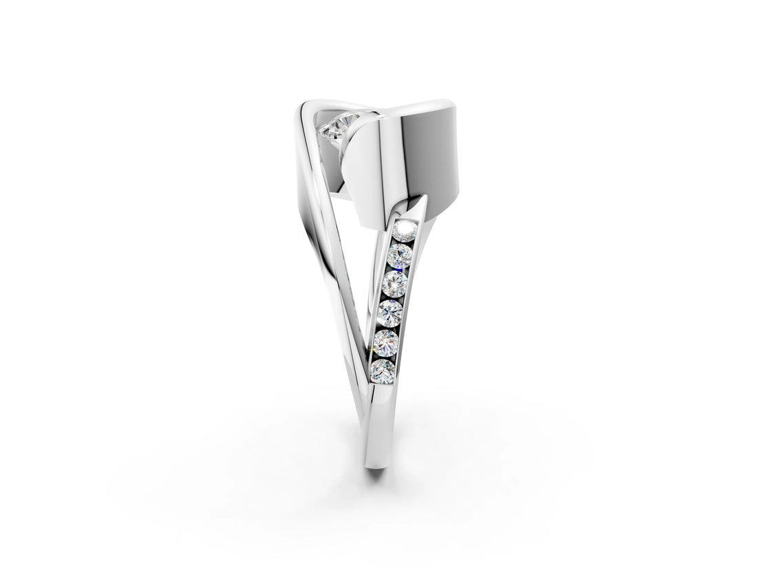 White gold Round Solitaire Tension-Set Diamond Split Shank Ring_13