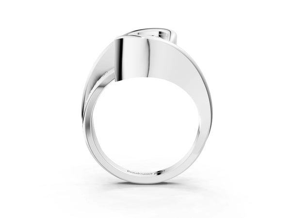 White gold Radiant Cut Solitaire Tension-Set Diamond Split Shank Ring