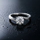 Platinum 1.81 Carat D VVS2 Round Solitaire Twist Band Engagement Ring with Four-Prong Setting