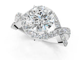 White gold Round Solitaire Twist Band Pavé Diamond Engagement Ring_54
