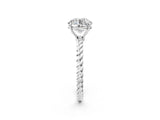 White gold Round Solitaire Twist Band Ring with Four-Prong Setting_146