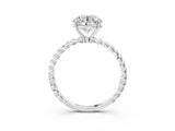 White gold Round Solitaire Twist Band Ring with Four-Prong Setting_147