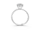 White gold Round Solitaire Twist Band Ring with Four-Prong Setting_156