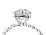 White gold Round Solitaire Twist Band Ring with Four-Prong Setting_157