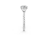 White gold Round Solitaire Twist Band Ring with Four-Prong Setting_1592