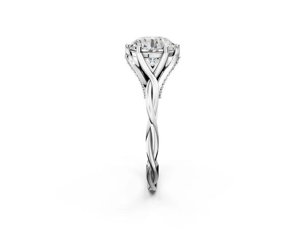 White gold Round Solitaire Twist Band Six-Prong Setting