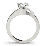 White gold Round Solitaire Twist Band with Channel Set Diamonds and Four-Prong Setting
