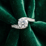 White gold Round Solitaire Twist Band with Channel Set Diamonds and Four-Prong Setting_20