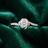 White gold Round Solitaire Twist Band with Channel-Set Diamonds and Four-Prong Setting_39