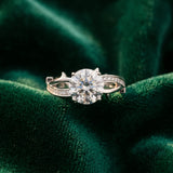 White gold Round Solitaire Twist Band with Pavé Accents and Four-Prong Setting_15