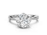 White gold Round Solitaire Twist Band with Pavé Diamonds and Four-Prong Setting_109
