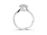 White gold Round Solitaire Twist Band with Pavé Diamonds and Four-Prong Setting_112