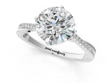 White gold Round Solitaire Twist Band with Pavé Diamonds and Four-Prong Setting_113