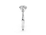 White gold Round Solitaire Twist Band with Pavé Diamonds and Four-Prong Setting_114